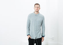 Load image into Gallery viewer, Kasuri Jersey Button-Up in Blue Grey